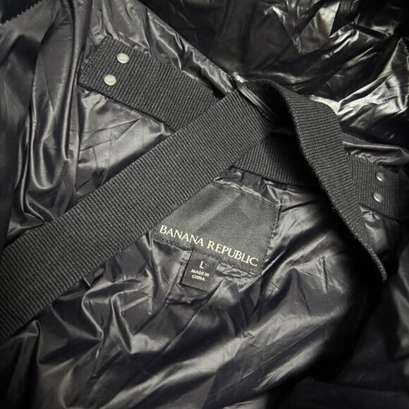 Banana Republic Shiny Metallic Winter Puffer Parka Coat Jacket Hooded Womens L - Picture 4 of 7